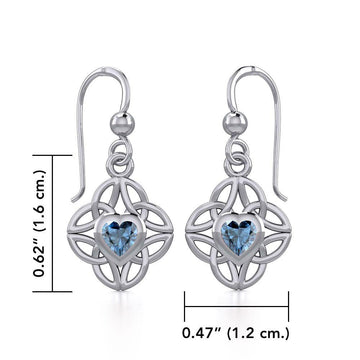 Celtic Knotwork Silver Earrings with Heart Gemstone TER1845 - Jewelry